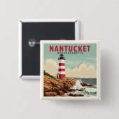 Nantucket Massachusetts Vierkante Button 5,1 Cm (Voorkant /achterkant)