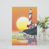 Nantucket Massachusetts vuurtoren reisposter Briefpapier (Staand voorkant)