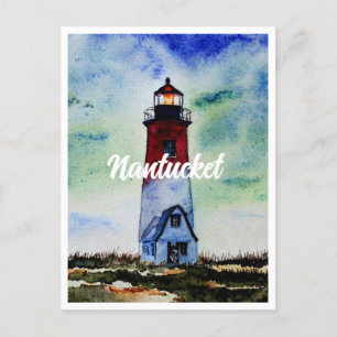 Nantucket Massachusetts Vuurtoren Waterverf Briefkaart