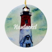 Nantucket Massachusetts Vuurtoren Waterverf Keramisch Ornament (Achterkant)