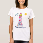 Nantucket met een rode gestreepte Waterverf vuurto T-shirt (Voorkant)