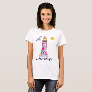 Nantucket met een rode gestreepte Waterverf vuurto T-shirt