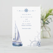 Nantucket Nautical Photo Wedding Save The Date (Staand voorkant)
