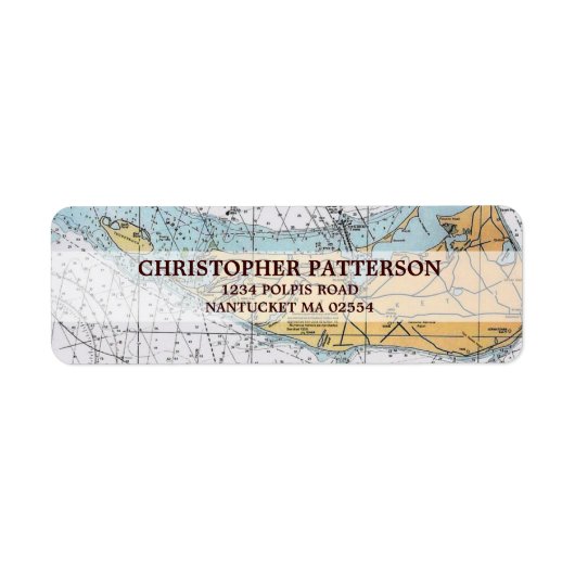 Nantucket Navigatie Grafiek Adresetiketten Etiket (Voorkant)