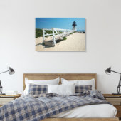 Nantucket. Oude Houten Vuurtoren Canvas Afdruk (Insitu (Slaapkamer))