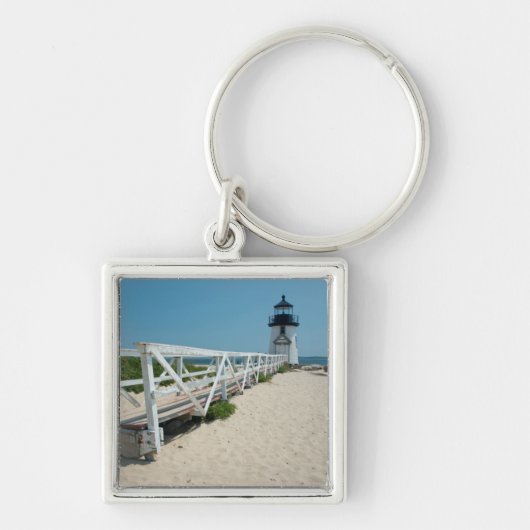 Nantucket. Oude Houten Vuurtoren Sleutelhanger (Voorkant)