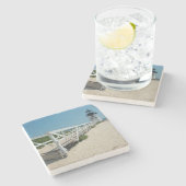 Nantucket. Oude vuurtoren Stenen Onderzetter (Zijkant)