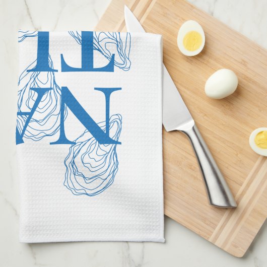Nantucket Oyster Tea Towel Theedoek (Quarter Fold)