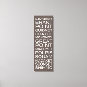 Nantucket Plaatsen Leisteen Bruin & Witte Muurdeco Canvas Afdruk