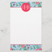 Nantucket Preppy Palm Beach Pattern Monogrammed Briefpapier (Voorkant)