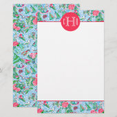 Nantucket Preppy Palm Beach Pattern Monogrammed Briefpapier (Voorkant / Achterkant)