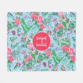 Nantucket Preppy Palm Beach Pattern Monogrammed Fleece Deken (Voorkant (Horizontaal))