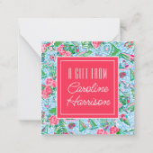 Nantucket Preppy Palm Beach Pattern Monogrammed Notitiekaartje (Voorkant)