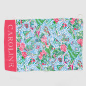 Nantucket Preppy Palm Beach Print gepersonaliseerd Golfhanddoek (Horizontaal)