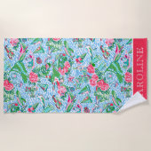 Nantucket Preppy Palm Beach Print gepersonaliseerd Strandlaken (Voorkant)