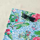 Nantucket Preppy Palm Beach Print gepersonaliseerd Strandlaken (In situ)