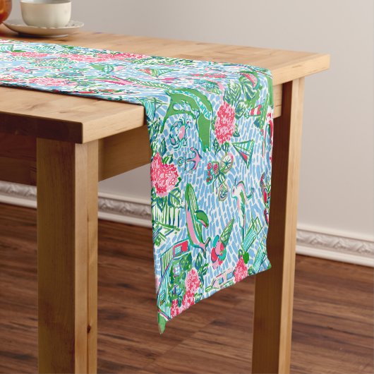 Nantucket Preppy Palm Beach Print Korte Tafelloper (Voorbeeld)
