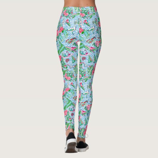 Nantucket Preppy Palm Beach Print Leggings (Achterkant)