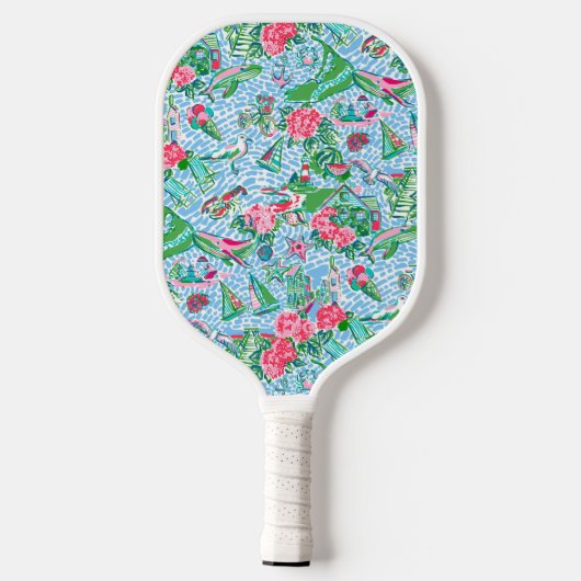 Nantucket Preppy Palm Beach Print Pickleball Paddle (Achterkant)