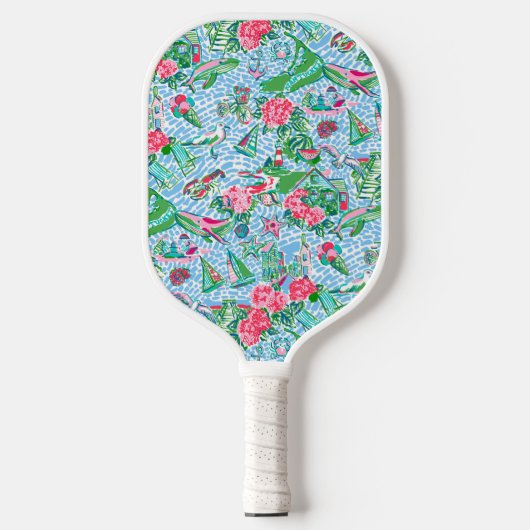 Nantucket Preppy Palm Beach Print Pickleball Paddle (Voorkant)