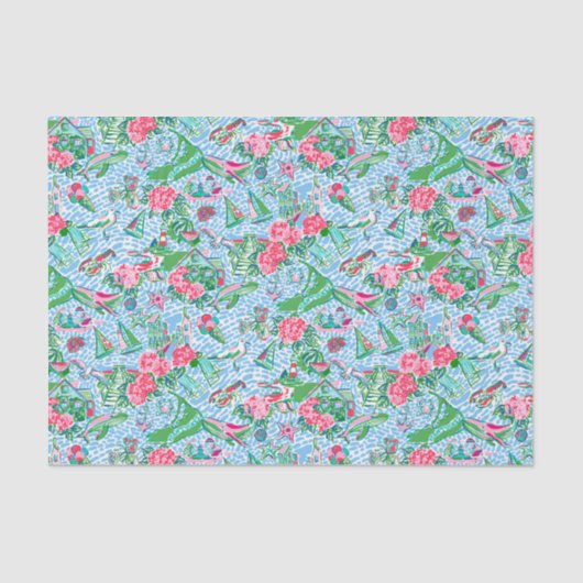 Nantucket Preppy Palm Beach Print Tissuepapier (Voorkant)