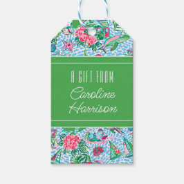 Nantucket Preppy Palm Strandpatroon Cadeaulabel