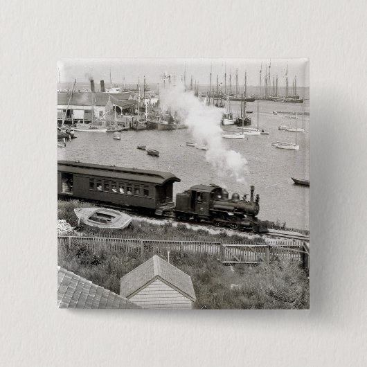Nantucket Railroad Vierkante Button 5,1 Cm (Voorkant)