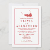Nantucket rode ACK bruiloft uitnodiging (Voorkant)