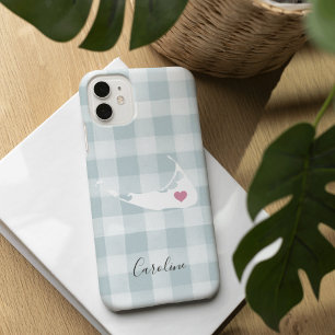 Nantucket Silhouette op Rustic Mint Pset iPhone 16 Hoesje
