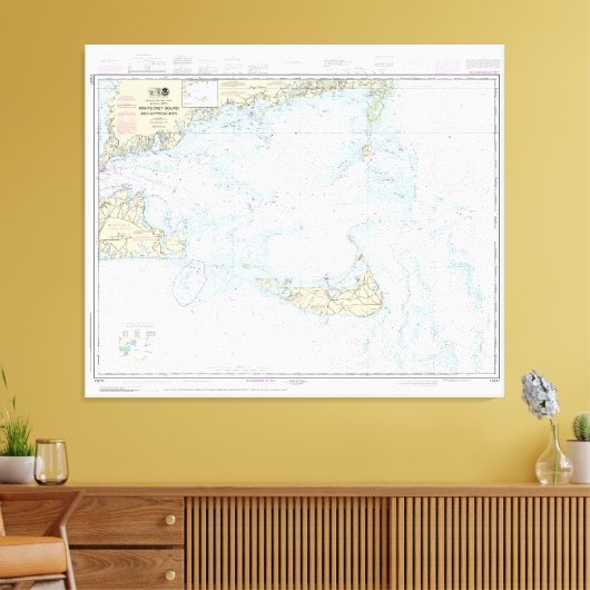 Nantucket Sound and Approaches Nautical Chart 1323 Canvas Afdruk (Insitu (Woonkamer))