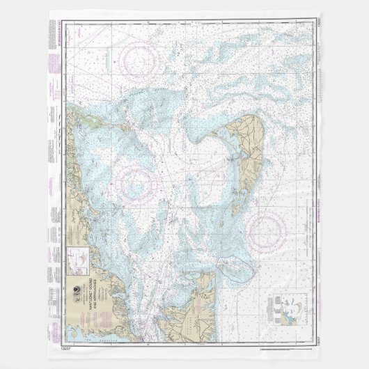 Nantucket Sound and Approaches Nautical Chart 1323 Fleece Deken (Voorkant)