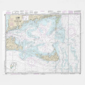 Nantucket Sound and Approaches Nautical Chart 1323 Fleece Deken (Voorkant (Horizontaal))