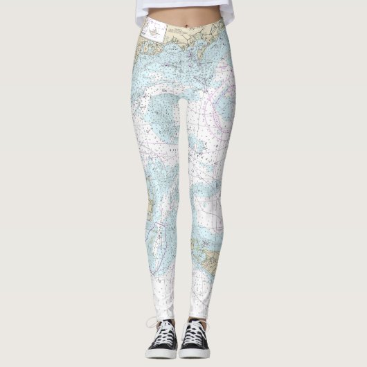 Nantucket Sound and Approaches Nautical Chart 1323 Leggings (Voorkant)
