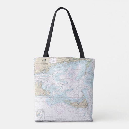 Nantucket Sound and Approaches Nautical Chart 1323 Tote Bag (Achterkant)