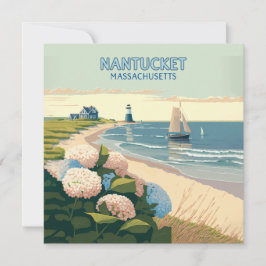 Nantucket Strand Hortensia's Vuurtoren Boot Retro