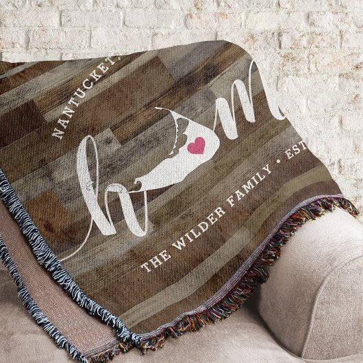 Nantucket Thuisstad Gepersonaliseerde Hout Look Deken