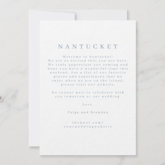 Nantucket Trouwkaart Welkomkaart Kaart (Voorkant)