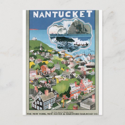 Nantucket Vintage Travel Poster Briefkaart (Voorkant)