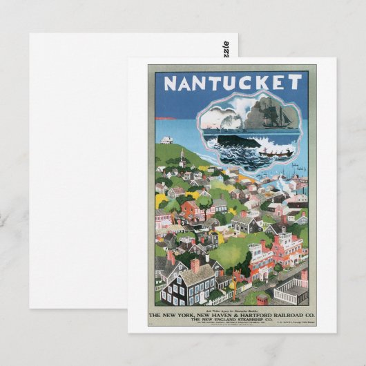 Nantucket Vintage Travel Poster Briefkaart (Voorkant / Achterkant)