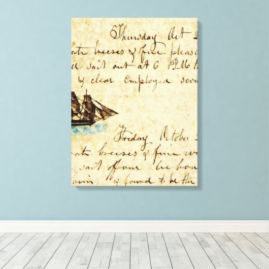 Nantucket Walvisvaart Scheepslogboek 1841 Canvas Afdruk (Insitu (Houten vloer))