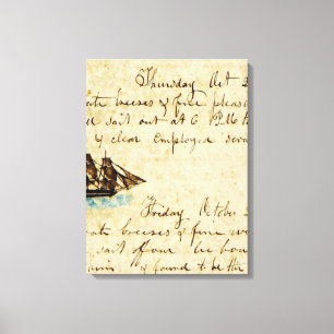 Nantucket Walvisvaart Scheepslogboek 1841 Canvas Afdruk