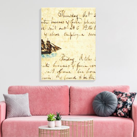 Nantucket Walvisvaart Scheepslogboek 1841 Canvas Afdruk (Insitu (Woonkamer))