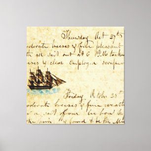 Nantucket Walvisvaart Scheepslogboek 1841 Canvas Afdruk