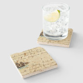 Nantucket Walvisvaart Scheepslogboek 1841 Stenen Onderzetter (Zijkant)