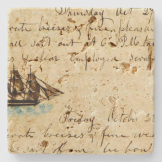 Nantucket Walvisvaart Scheepslogboek 1841 Stenen Onderzetter