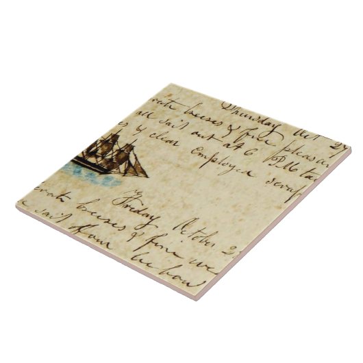 Nantucket Walvisvaart Scheepslogboek 1841 Tegeltje (Zijkant)