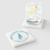 Nantucket (zeilboot) stenen onderzetter (Zijkant)