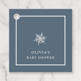 Nany Blue Modern Sneeuwvlok Baby shower Bedankjes Labels