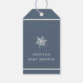 Nany Blue Modern Sneeuwvlok Baby shower Cadeaulabel