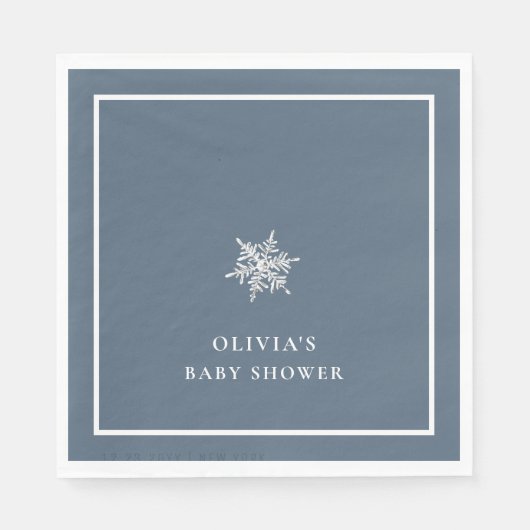 Nany Blue Modern Sneeuwvlok Baby shower Servet (Voorkant)